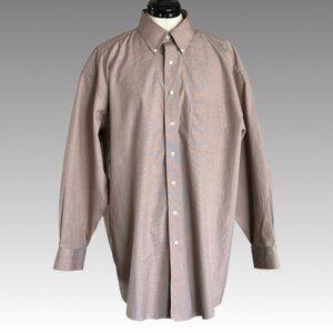 ROUNDTREE YORKE Gold Label No Iron Pinpoint big tall Dress Shirt Brown 16.5x33